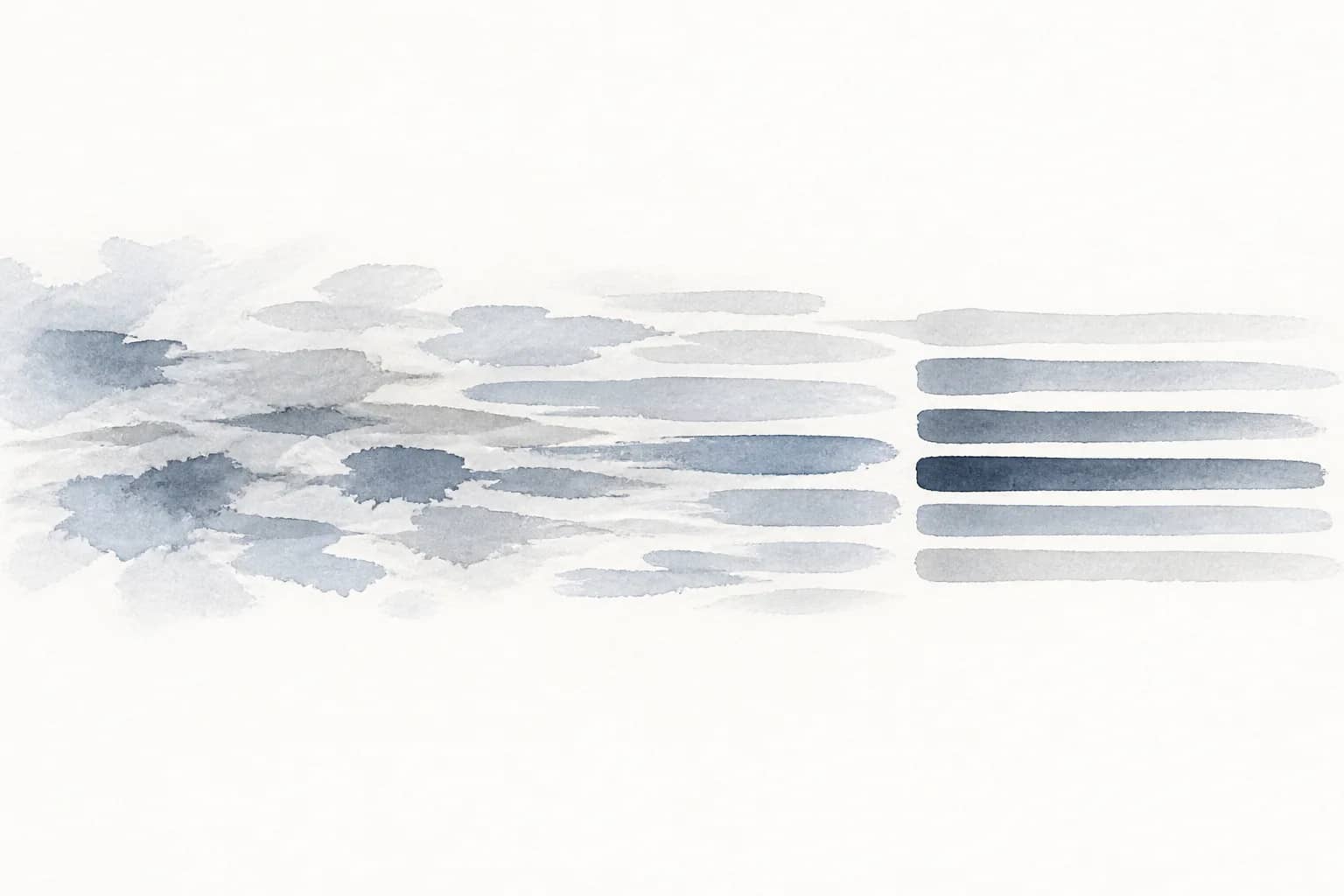 Watercolour: scattered marks ordering into a clean sequence, priorities falling into order