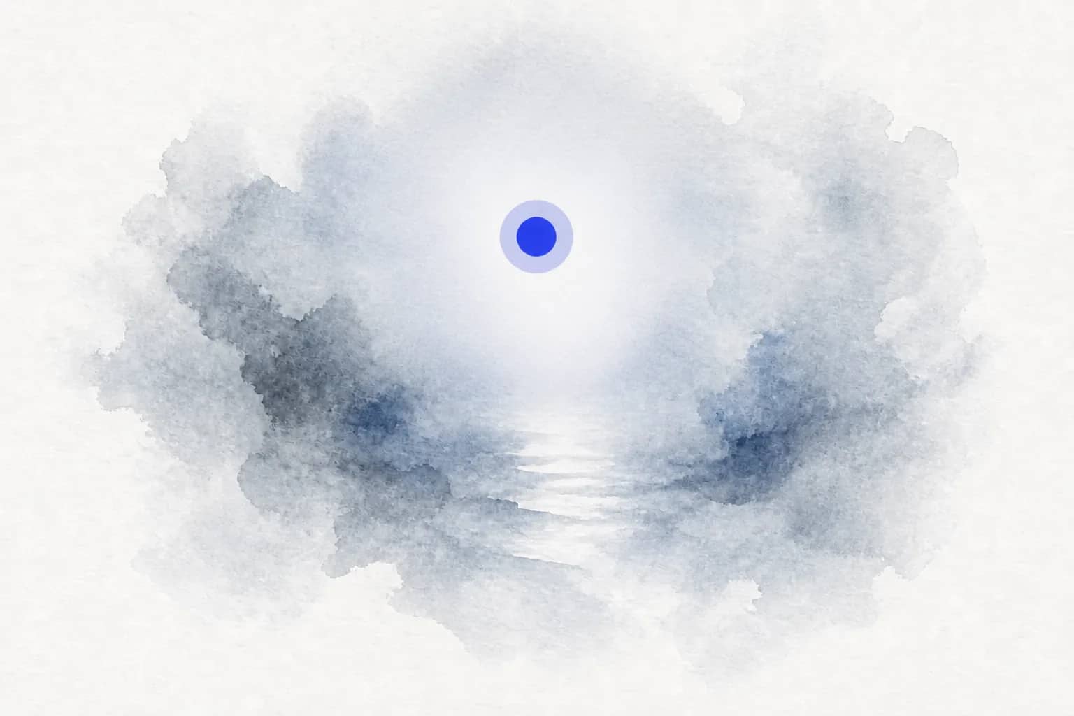 Watercolour: a luminous opening with a cobalt point — an invitation to join