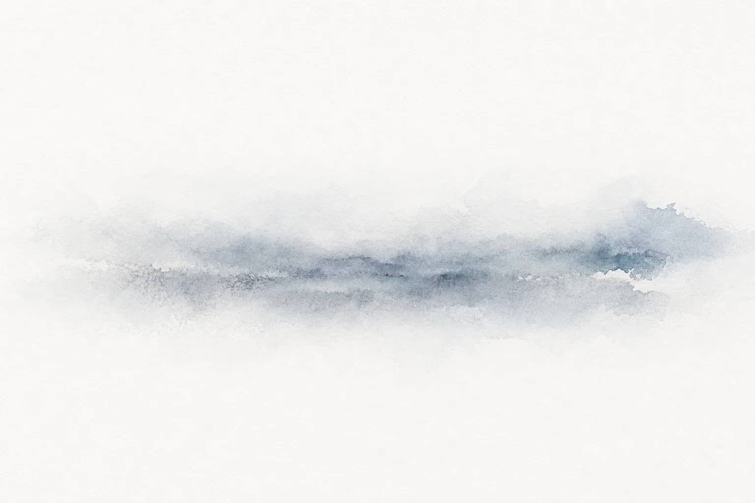 Watercolour: a near-empty calm field with vast space — depth chosen over volume